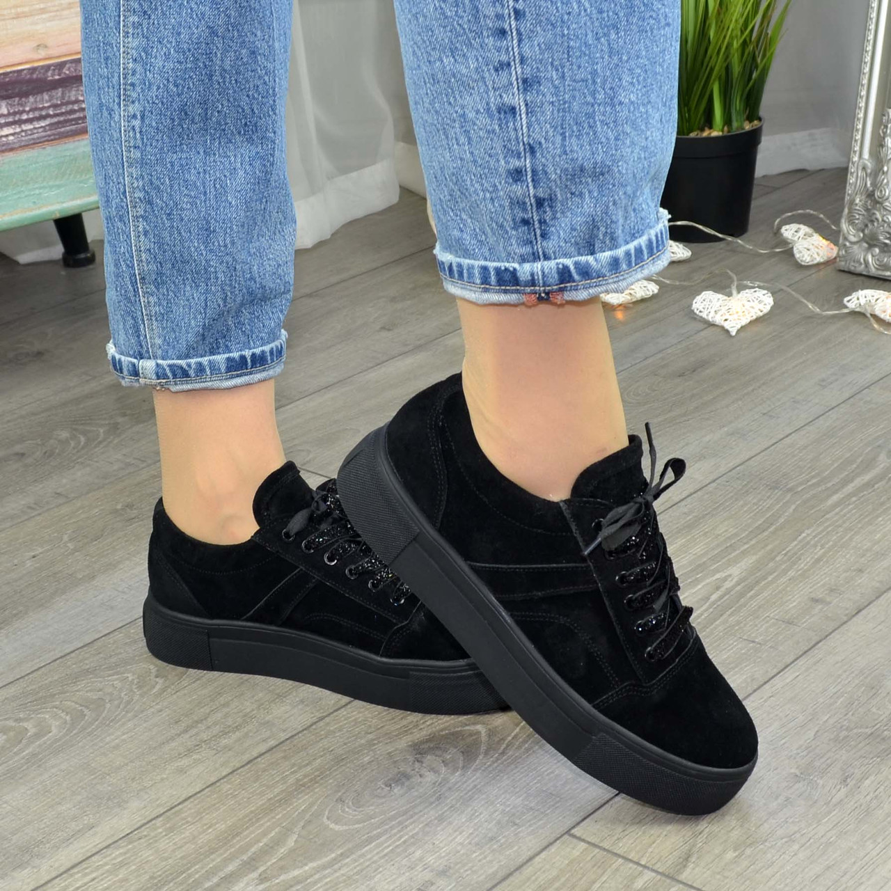 Кеди замшеві жіночі чорні. 41 розмір, фото 1