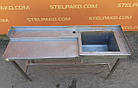 Мийна ванна односекційна з неіржавкої сталі + стіл, 135х40х85 см, Б/у, фото 3
