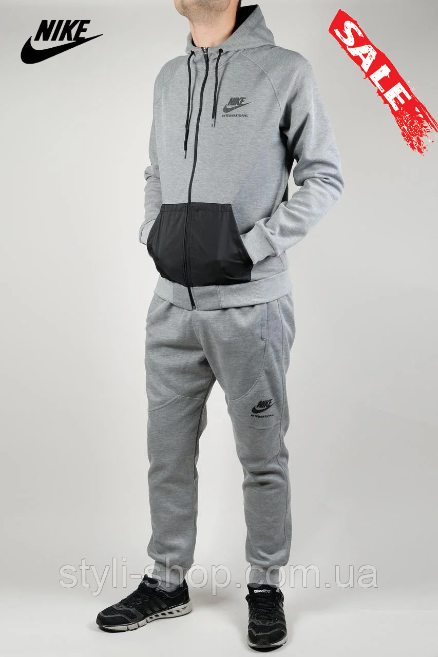Чоловічий трикотажний спортивний костюм Nike (1700-2), весняний осінній, Світло сірий
