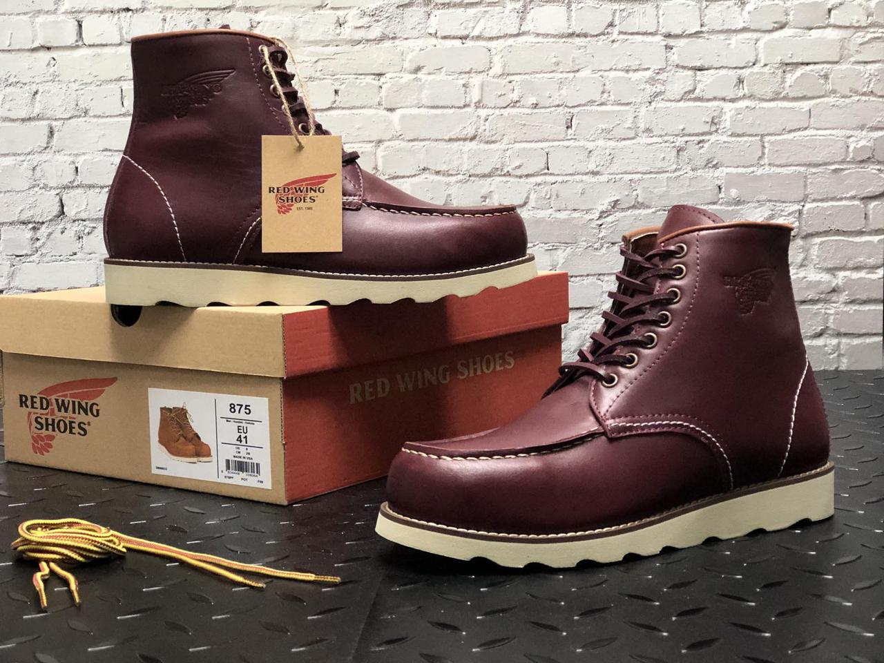 Чоловічі шкіряні високі черевики Red Wing темно-коричневого кольору (класичні осінь/зима)