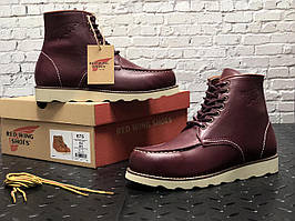 Чоловічі шкіряні високі черевики Red Wing темно-коричневого кольору (класичні осінь/зима)