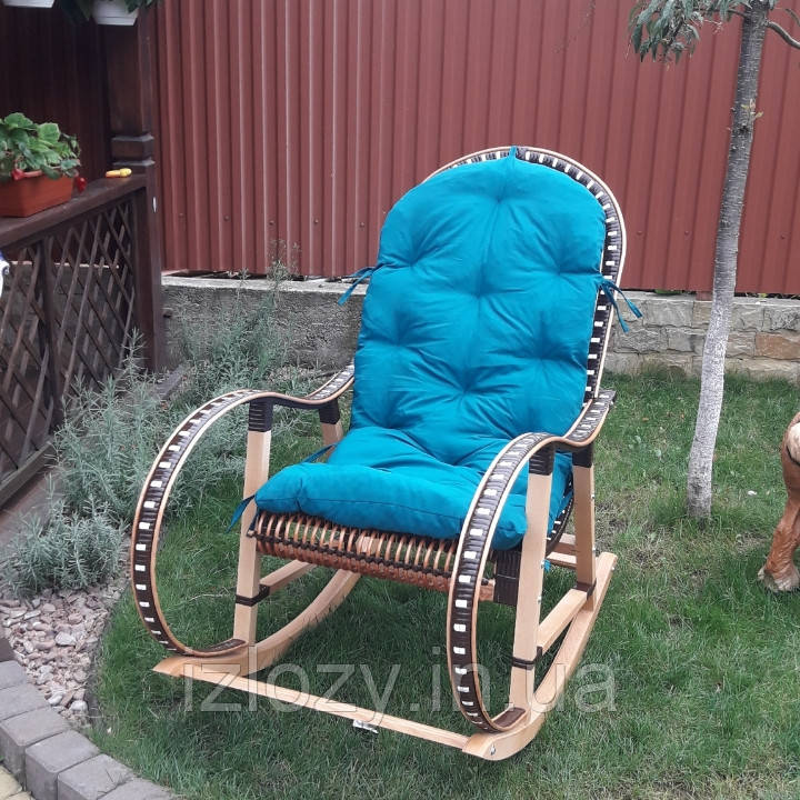 Плетеное кресло-качалка из лозы и ротанга в наборе подушка РОЗБОРНОЕ - фото 1 - id-p1264085127
