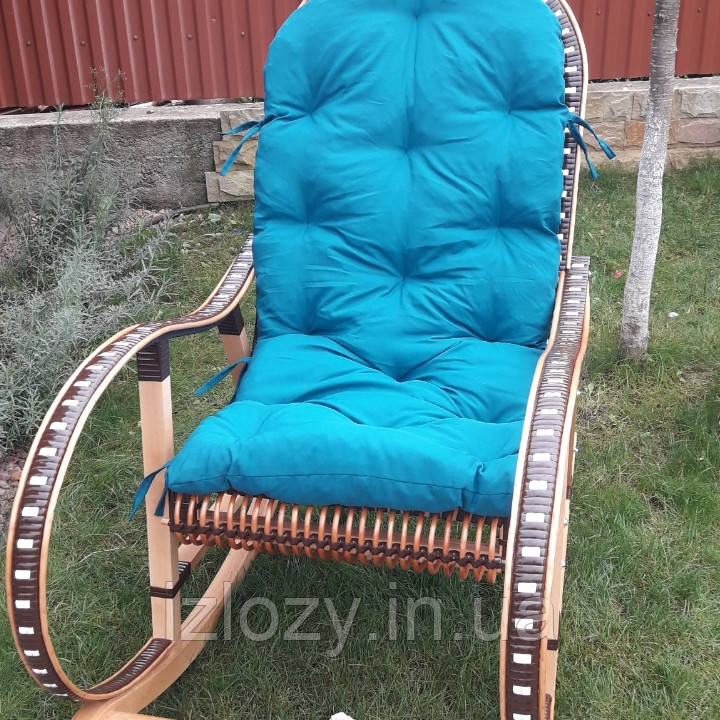 Плетеное кресло-качалка из лозы и ротанга в наборе подушка РОЗБОРНОЕ - фото 3 - id-p1264085127