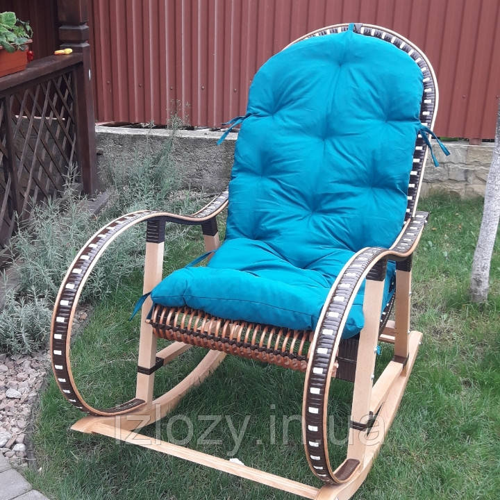 Плетеное кресло-качалка из лозы и ротанга в наборе подушка РОЗБОРНОЕ - фото 2 - id-p1264085127
