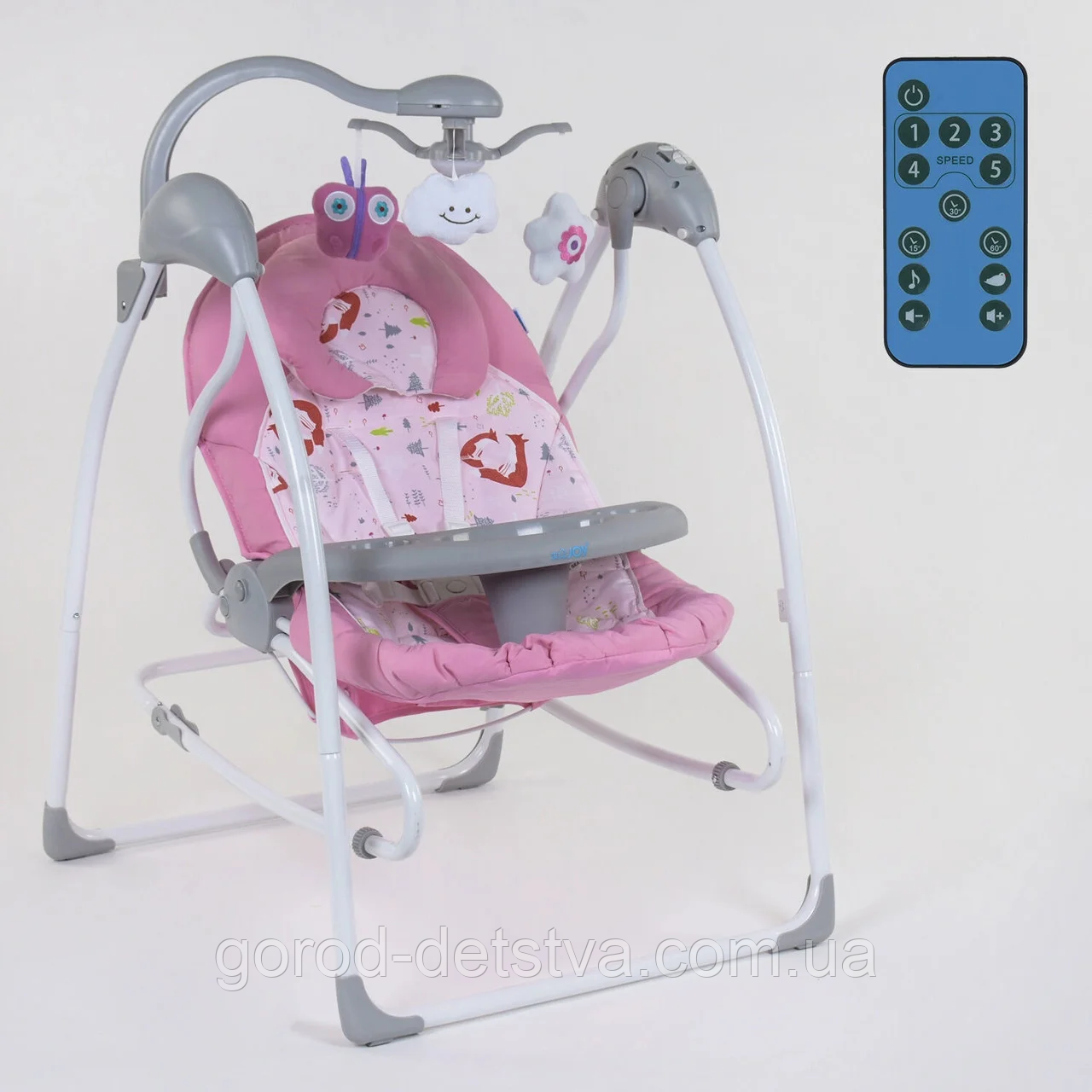 Електронні гойдалки JOY 3 в 1 СХ-60680, гойдалки, шезлонг, карусель, пульт д/у, від мережі 220V і батарейок
