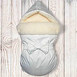 Зимовий конверт-чохол на хутрі у коляску-санки, фото 3