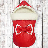 Зимовий конверт-чохол на хутрі у коляску-санки, фото 4