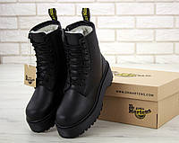 Женские высокие ботинки Dr. Martens Jadon. Боты черные Др Мартинс с мехом для девушек.