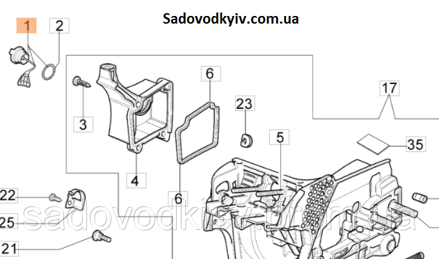 Пробка (передня) оливаба для бензопилки Oleo-Mac 937, 941 (50052005R)