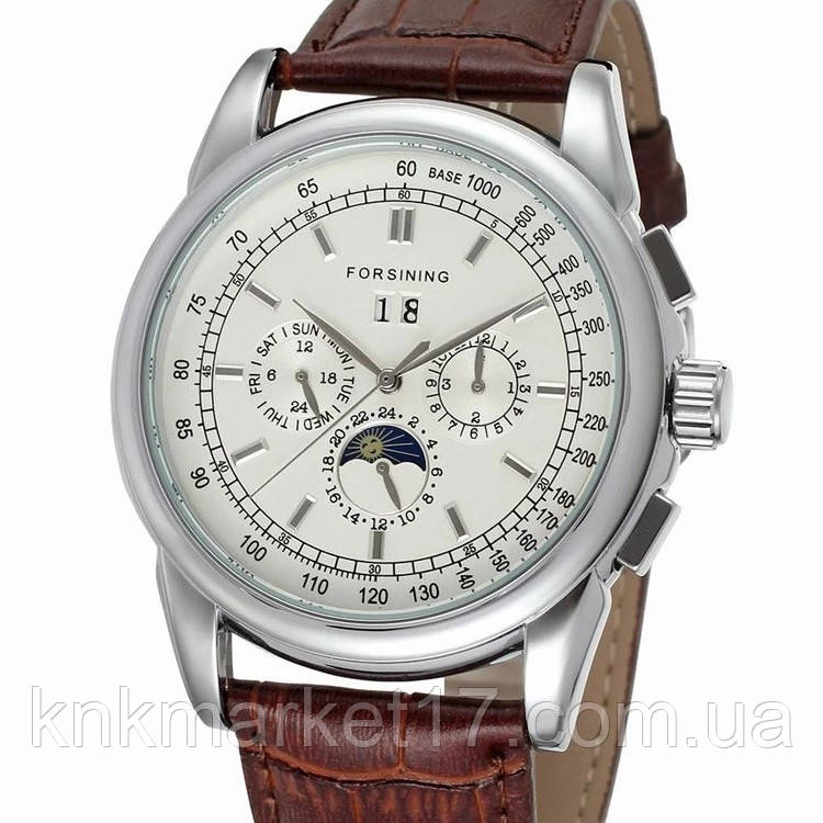 Мужские часы Forsining 319 Brown-Silver-White - фото 1 - id-p1092664108