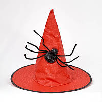 Шляпа Ведьмы с большим пауком красная, 35х38 см