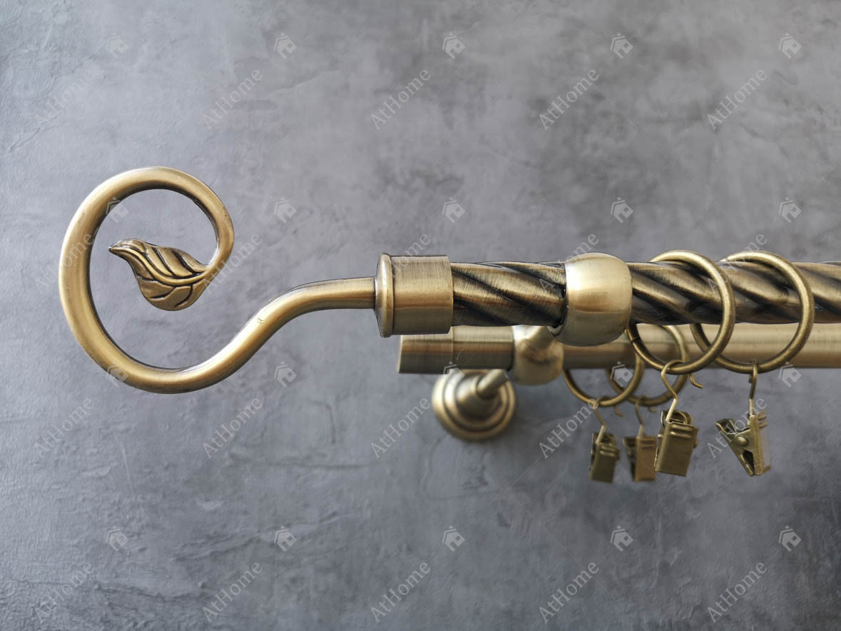 Карниз Quadrum Лукка 300 см подвійний Антик відкритий 19/19 мм кручена (кільця з прищіпками), фото 1