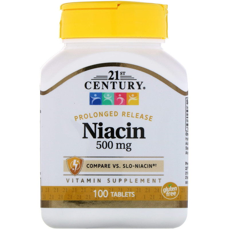 Niacin Prolonged Release 500 мг 21st Century 100 таблеток, фото 1