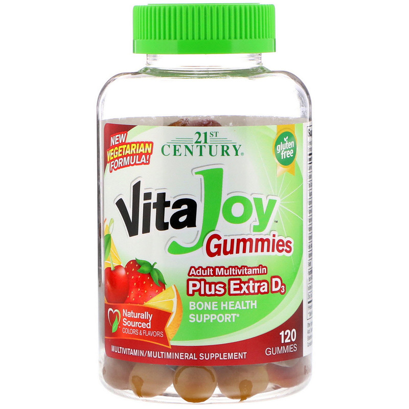 Вітаміни VitaJoy Gummies Adult Multivitamin Plus Extra D3 21st Century 120 жувальних таблеток, фото 1