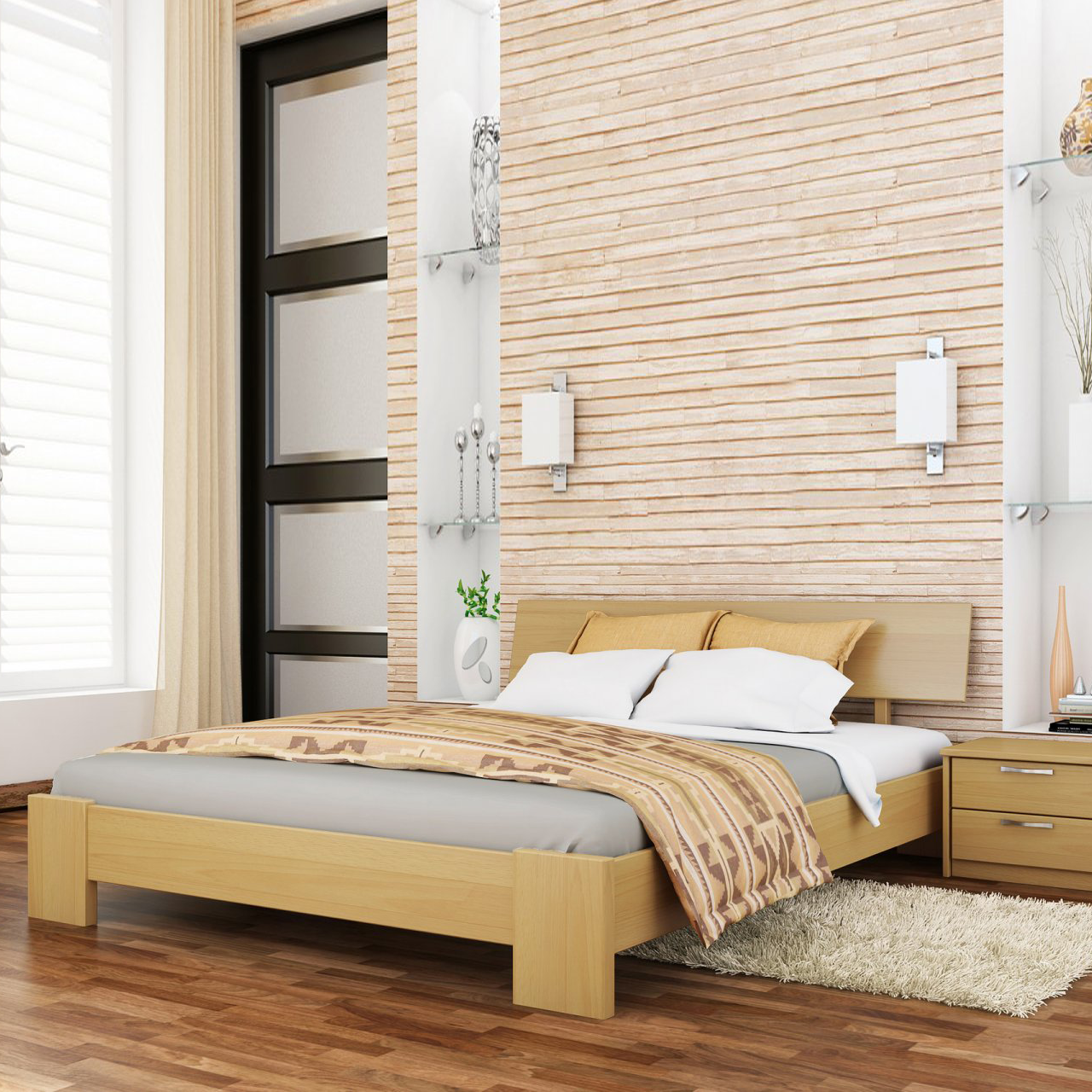 Ліжко дерев'яне Титан (бук) щит бука, 1800х2000