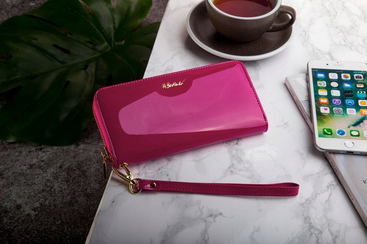 Жіночий шкіряний гаманець Betlewski з RFID 19,5 х 9,5 х 2,5 (BPD-VS-5201) - рожевий