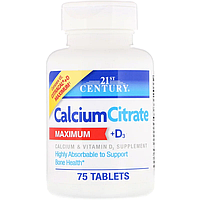 Calcium Citrate Maximum + D3 21st Century 75 таблеток