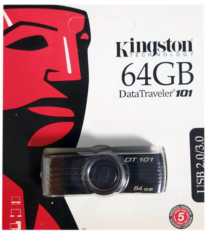 USB флеш накопичувач Kingston DT101 64Gb Black (DT101 G2) (Гарантія 3 роки), фото 1