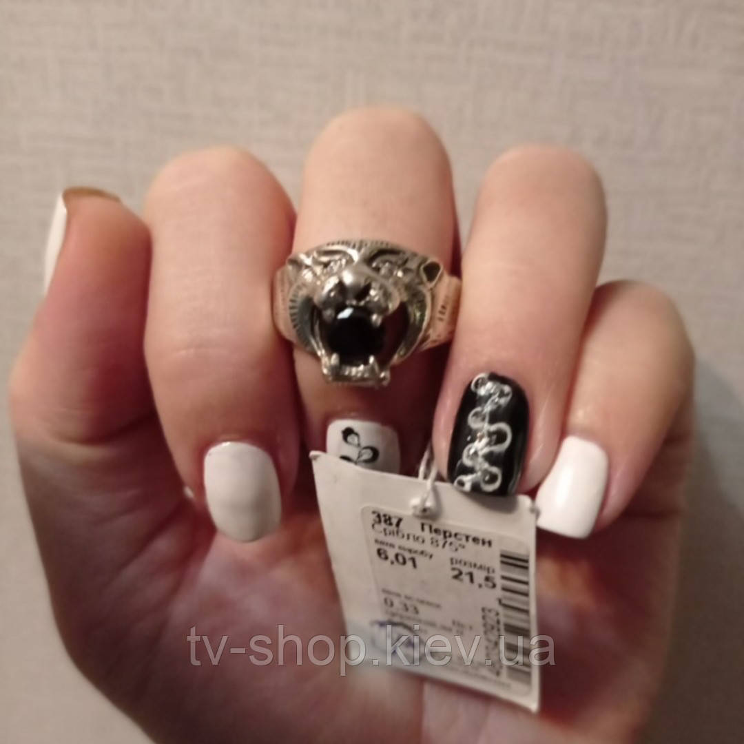 Чоловічий персень зі срібла Тигр, р.21,5, фото 1