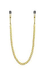 Тонкие зажимы для сосков с цепочкой Feral Feelings - Chain Thin nipple clamps, золото/черный 777Store.com.ua