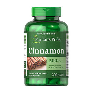 Екстракт кориці Puritan's Pride Cinnamon 500 mg 200 капсул