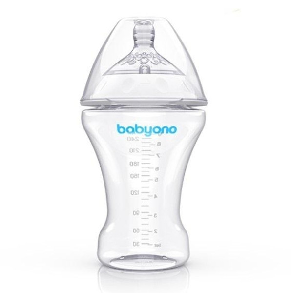 Пляшечка для годування BabyOno Natural Nursing, повільний потік , 260 мл (1451)