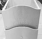 Дитяче ліжечко-трансформер з комодом, ящиками і маятником 3 в 1 "Міша зі стразами" Angel baby біла, фото 5