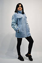 Шубка Rr 9285 блакитна із затяжками на талії 50-й розмір