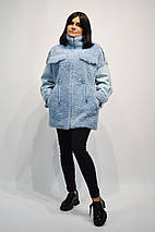 Шубка Rr 9285 блакитна із затяжками на талії 50-й розмір, фото 5