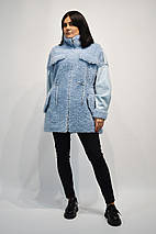 Шубка Rr 9285 блакитна із затяжками на талії 50-й розмір, фото 2