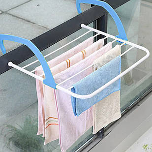 Вішалка для одягу на батарею 4068 см знімна Fold Clothes Shelf Блакитна