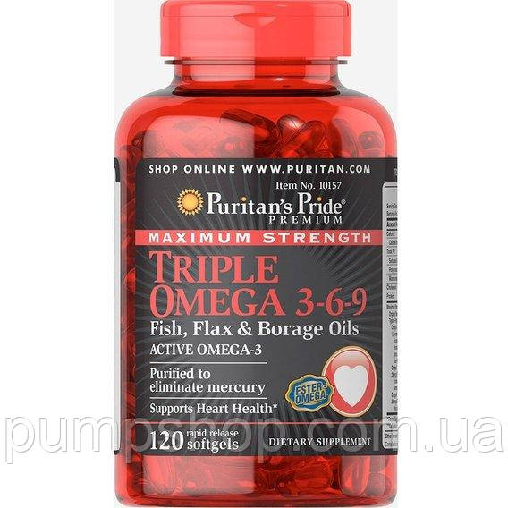 Омега-3-6-9 Puritan's Pride Triple Omega 3-6-9 Maximum Strength 120 капс.