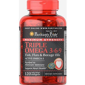 Омега-3-6-9 Puritan's Pride Triple Omega 3-6-9 Maximum Strength 120 капс.