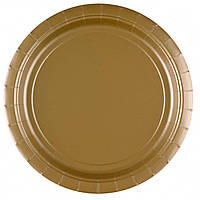 Тарілки паперові стиль "Однотонний", золоті, 8 шт, 17 см, Набор тарелок "Золото" 3502-0114