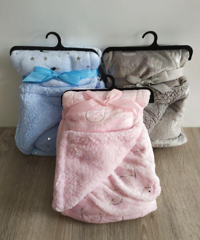 Одеяло плед дитячий 75x100 см Королівський флис з вовчиною Одеяло дитяче, фото 1