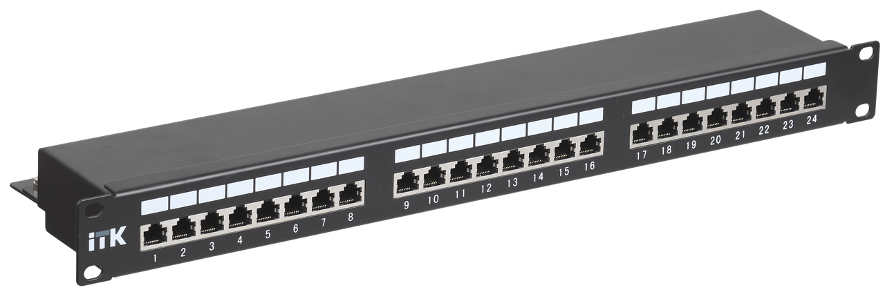 ITK 1U патч-панель кат.5Е STP, 24 порти (Dual), з кабельним органайзером, фото 1