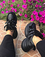 Кроссовки кожаные женские замшевые на платформе осень-весна молодежные стильные чёрные 39 размер M.KraFVT 2142