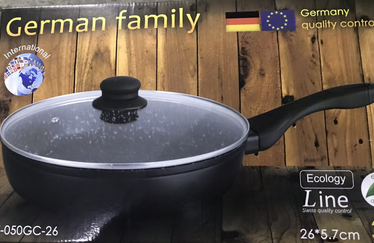 Сковорода German Family з гранітним покриттям і кришкою 28*5.7 см
