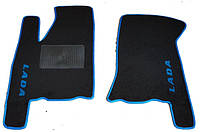 Текстильные коврики в салон ВАЗ 2170-72 Priora 2 шт. (CIAK, черный+синий)