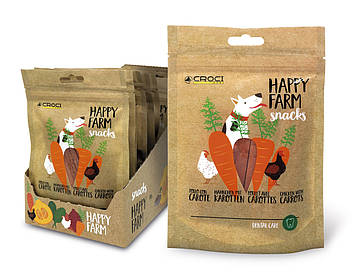 Ласощі м'ясне HAPPY FARM, курка з морквою, 80гр,