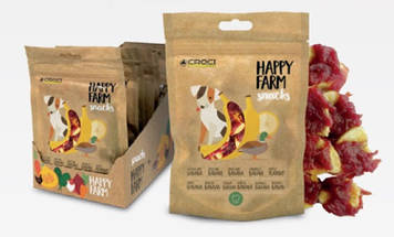 Ласощі м'ясне HAPPY FARM, качка з бананом, 80гр,