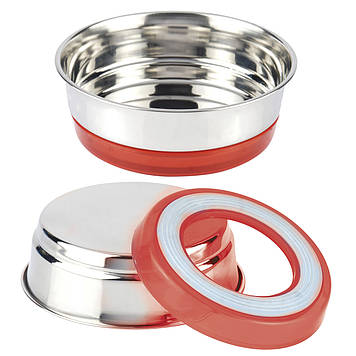 Миска CROCI Neon на резинці, червоний неон, нерж., 0,82 л, 17см