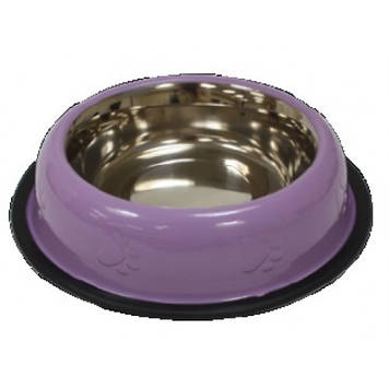 Миска CROCI глазур фіолетова на резинці, нерж., 0,24 л, 16см (
