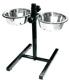 Стояк з мисками CROCI DINNER SET, нержавійка, регульований, 2х28см, 4,75 л,