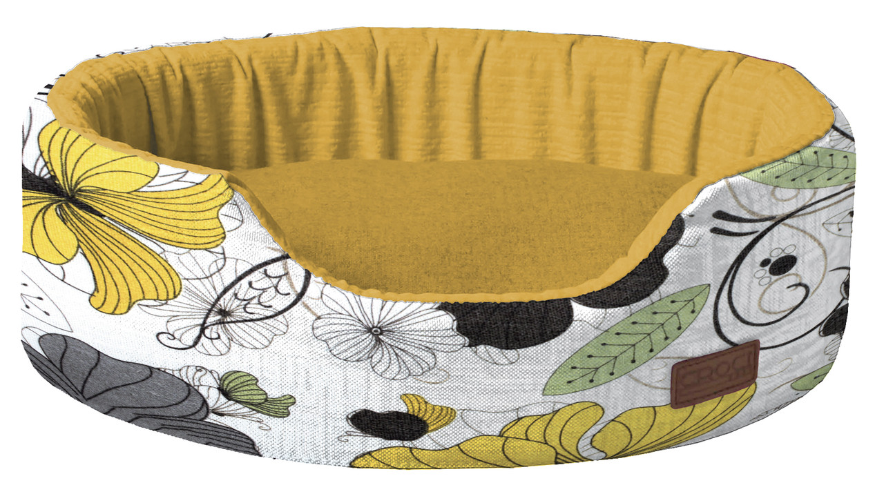 Лежак для тварин COZY FLO, овальний, помаранч/квіти, 42х30х13см