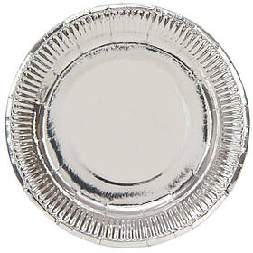 Тарілки паперові стиль "Фольга", срібні, 6 шт, 17 см, Набор тарелок "Серебро" 1502-3778