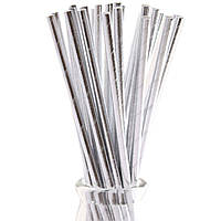 Трубочки стиль "Фольга", срібні, 12 шт, Набор трубочек для коктейля "Серебро" 1502-3780