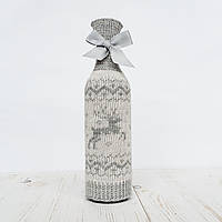 Чехол на бутылку вязаный Ohaina Scandinavian Linen beige + Grey