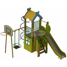 Дитячий ігровий комплекс "Єнот" вуличний Гойдалки Будиночок Баскетбол на ігровий майданчик