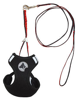 Набір HIKING PARURE, регульована шлея + повідець, чорний, нейлон,
